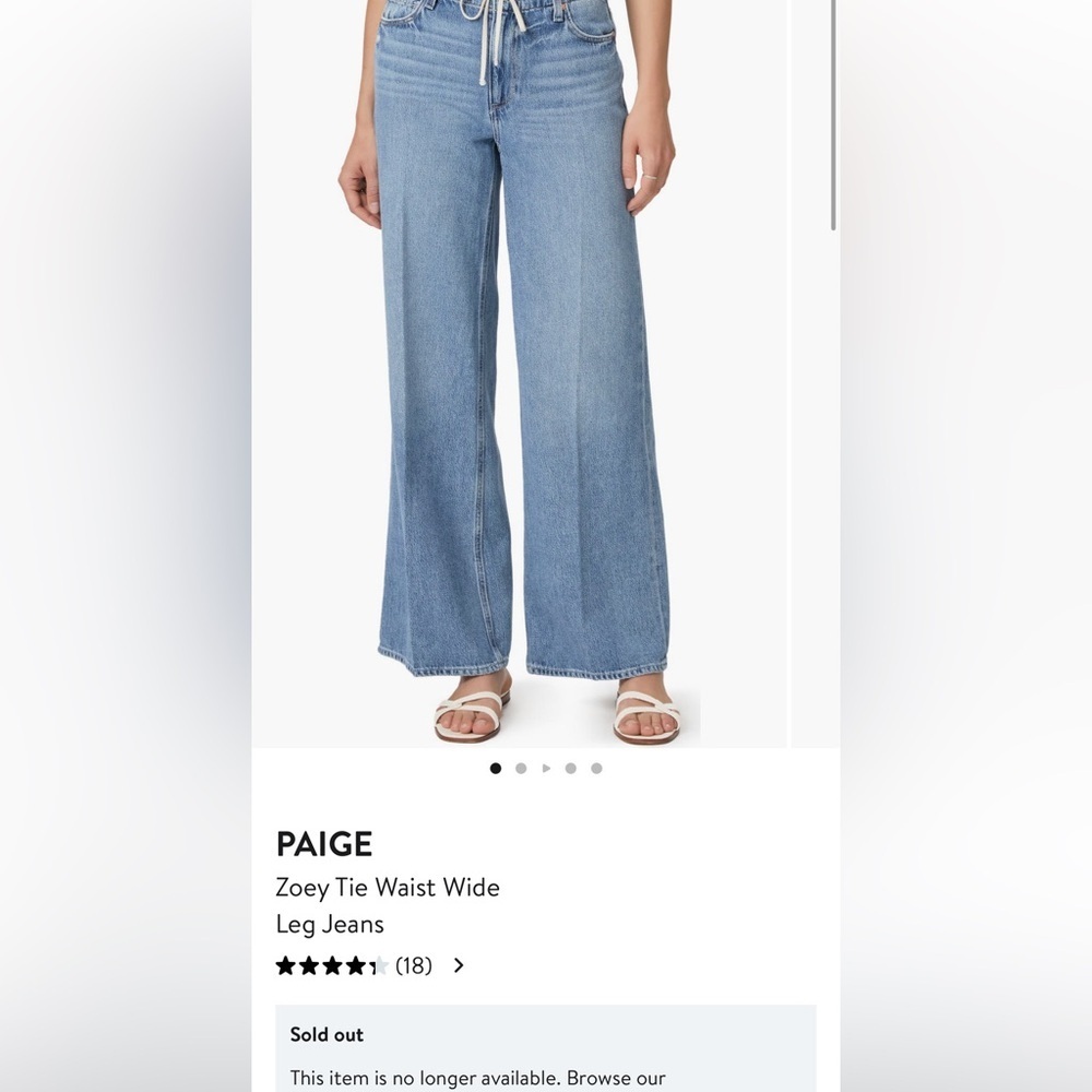 NWT PAIGE ZoeyTie-Waist Wide Leg Jeans Women’s 27